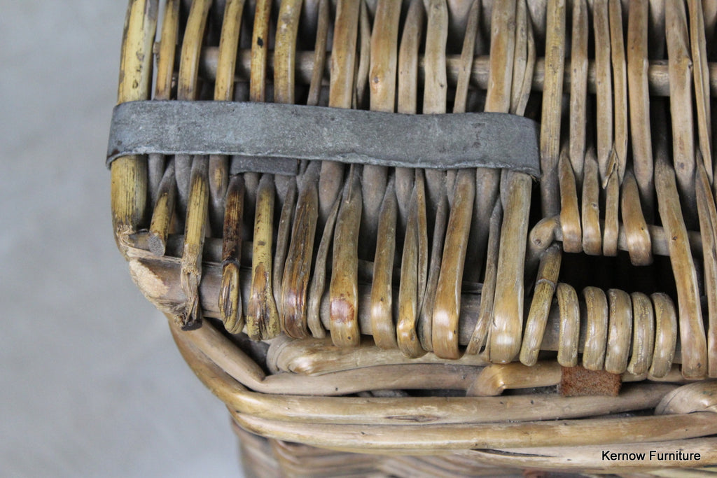 Large Antique Willow Basket - Kernow Furniture