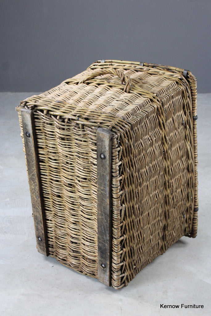 Large Antique Willow Basket - Kernow Furniture
