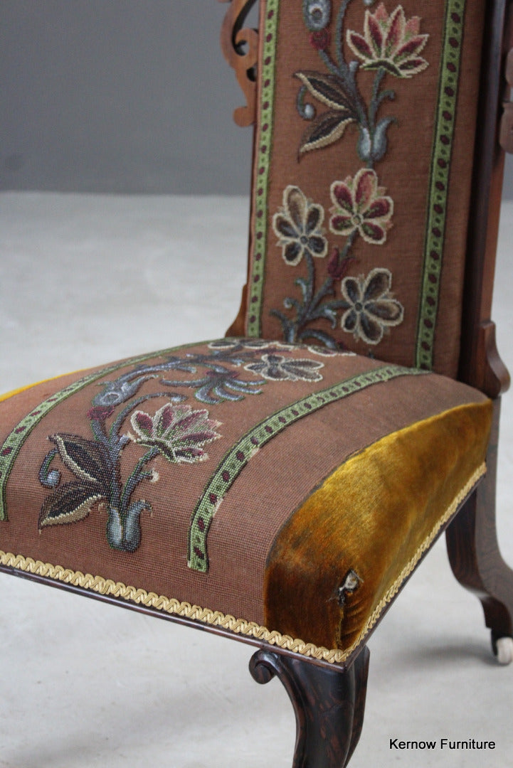 Antique Rosewood Beaded Tapestry Prie Dieu - Kernow Furniture