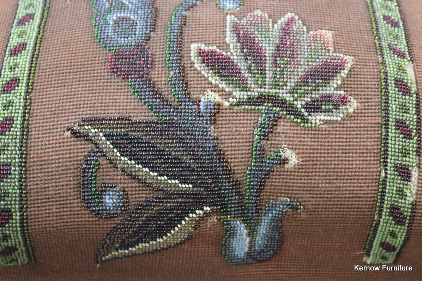 Antique Rosewood Beaded Tapestry Prie Dieu - Kernow Furniture