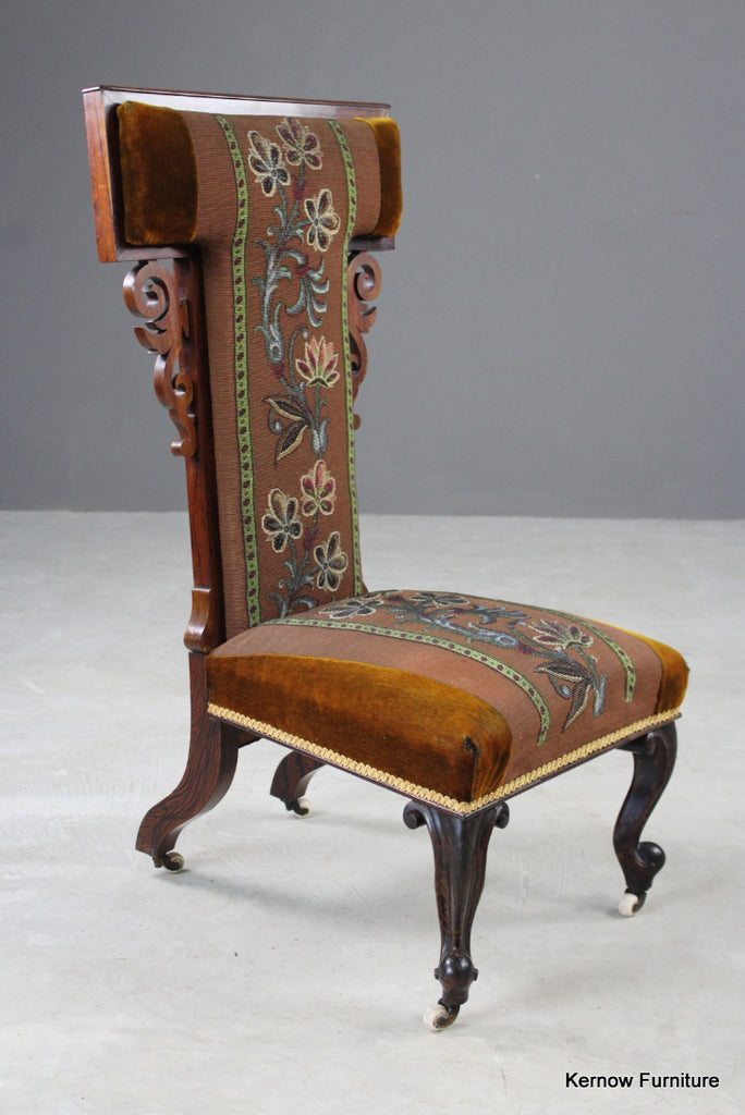 Antique Rosewood Beaded Tapestry Prie Dieu - Kernow Furniture