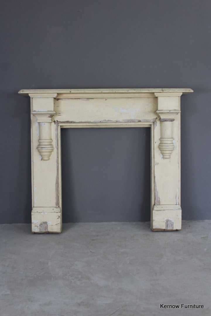 Antique Painted Pine Fire Surround - Kernow Furniture