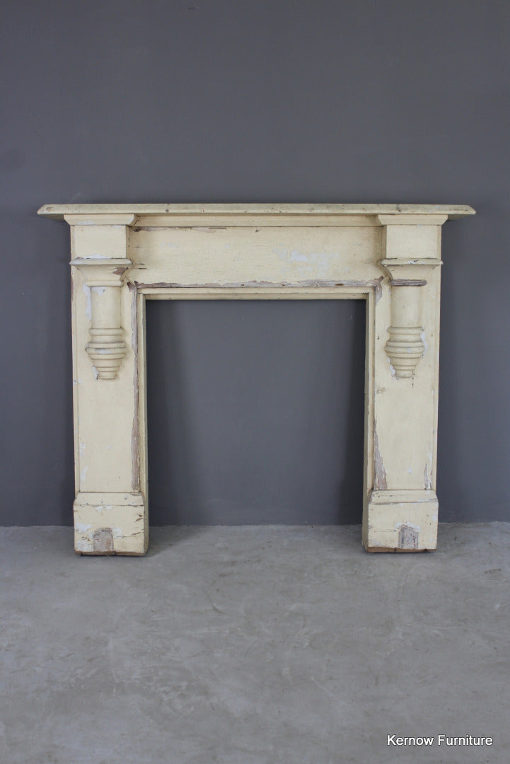 Antique Painted Pine Fire Surround - Kernow Furniture