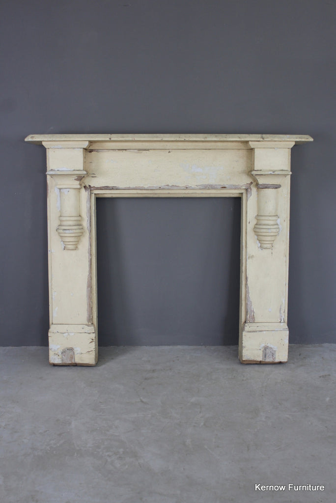 Antique Painted Pine Fire Surround - Kernow Furniture
