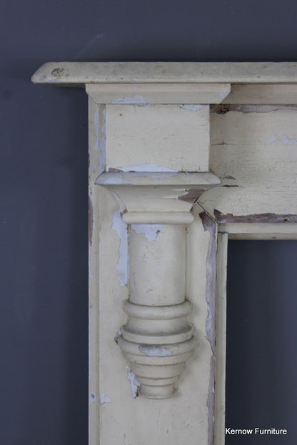 Antique Painted Pine Fire Surround - Kernow Furniture