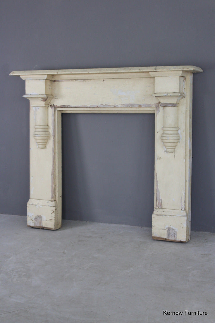 Antique Painted Pine Fire Surround - Kernow Furniture