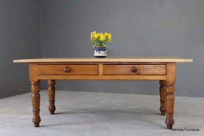 Antique Pine Kitchen Table - Kernow Furniture