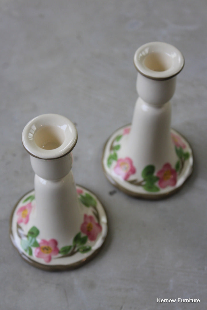 Vintage Floral Candlesticks - Kernow Furniture