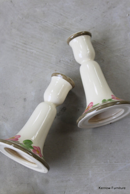 Vintage Floral Candlesticks - Kernow Furniture