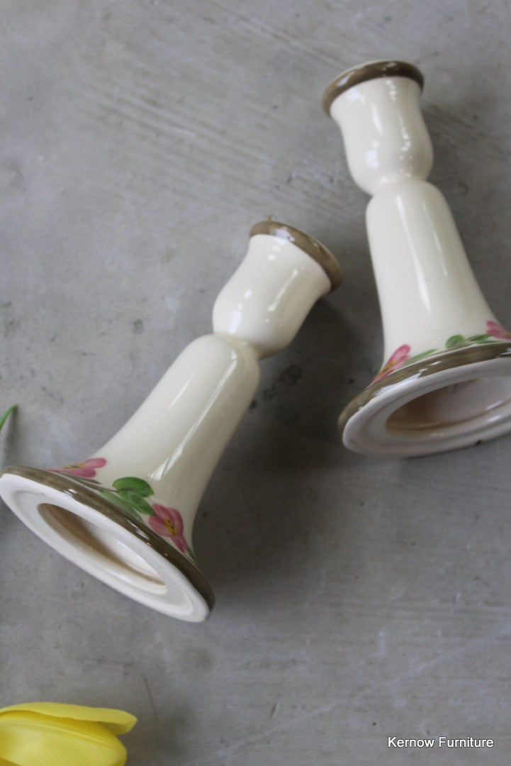 Vintage Floral Candlesticks - Kernow Furniture