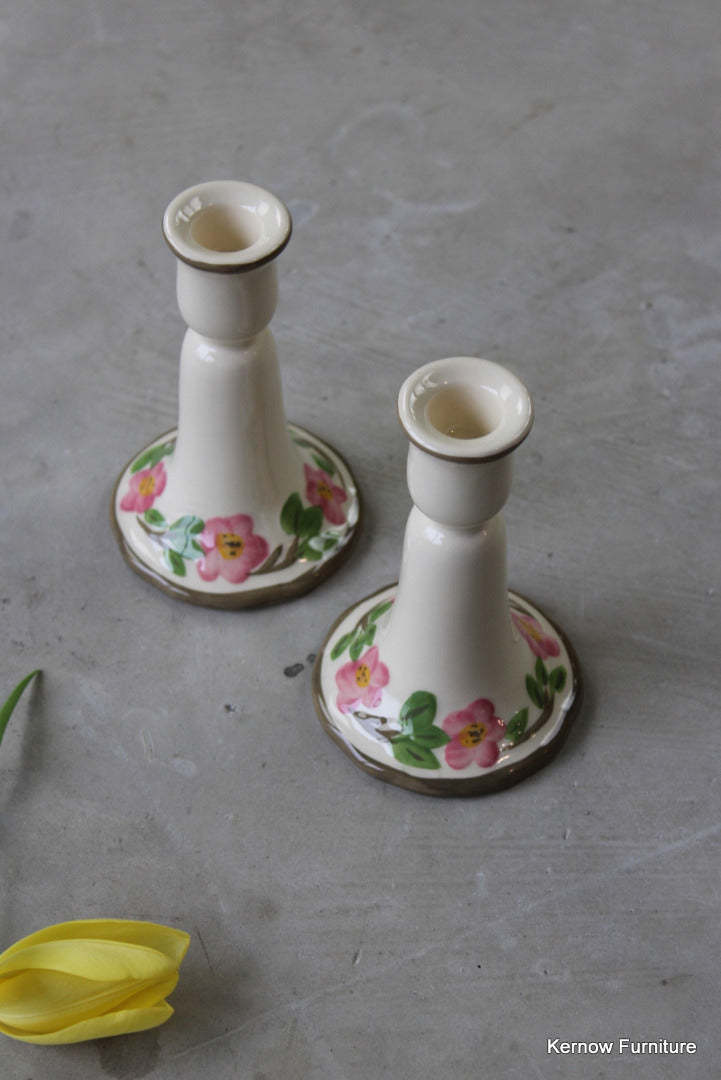 Vintage Floral Candlesticks - Kernow Furniture