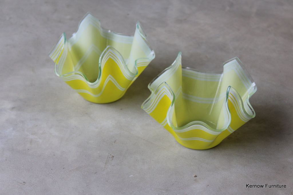 Pair Yellow Chance Glass Handkerchiefs - Kernow Furniture