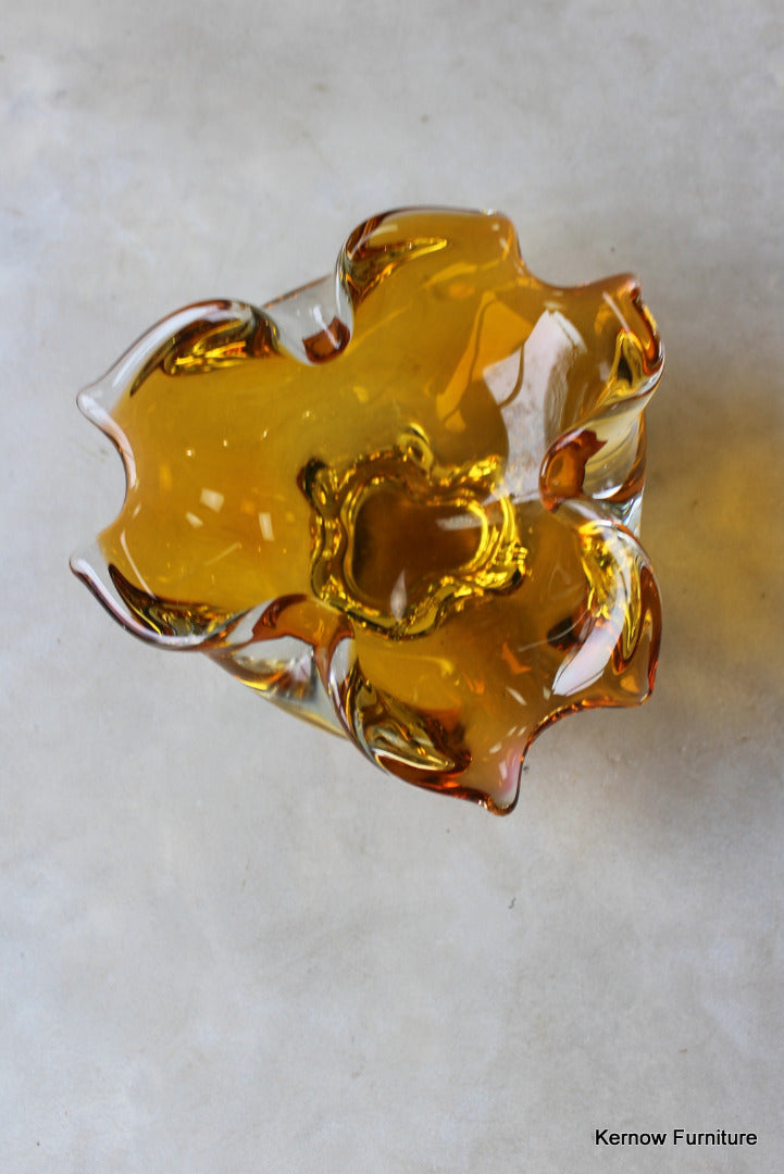 Amber Freeform Glass Bowl - Kernow Furniture