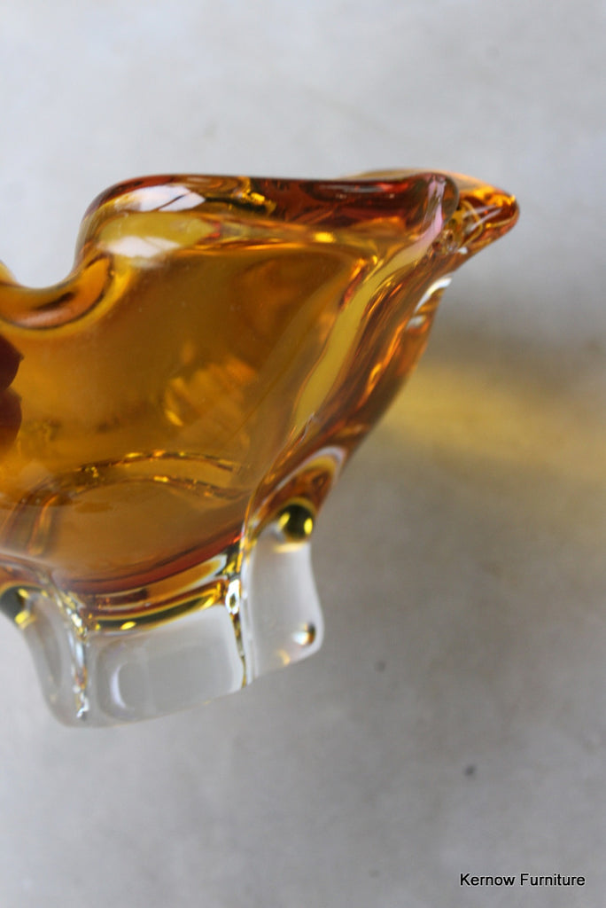Amber Freeform Glass Bowl - Kernow Furniture