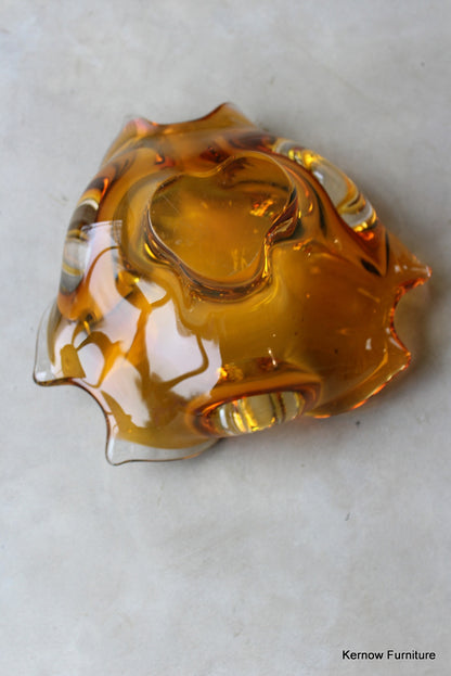 Amber Freeform Glass Bowl - Kernow Furniture