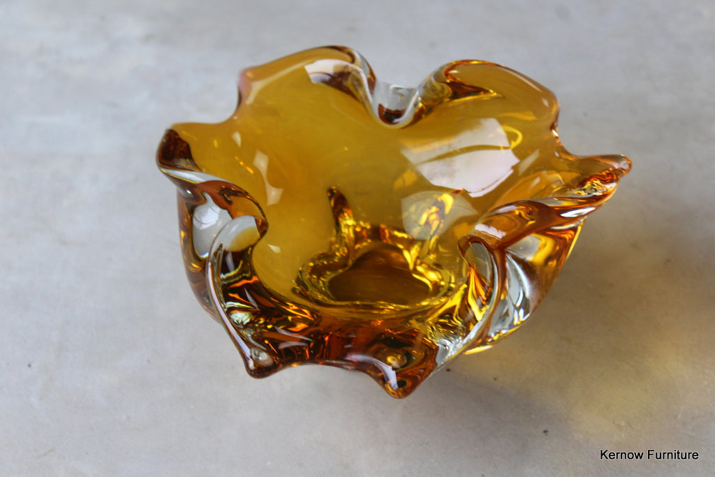 Amber Freeform Glass Bowl - Kernow Furniture
