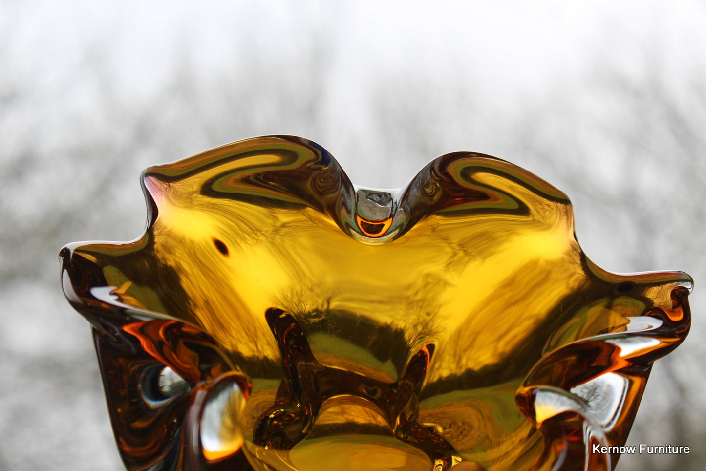 Amber Freeform Glass Bowl - Kernow Furniture