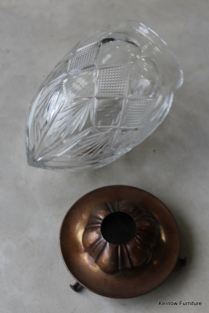 Copper Cut Glass Small Ceiling Light - Kernow Furniture