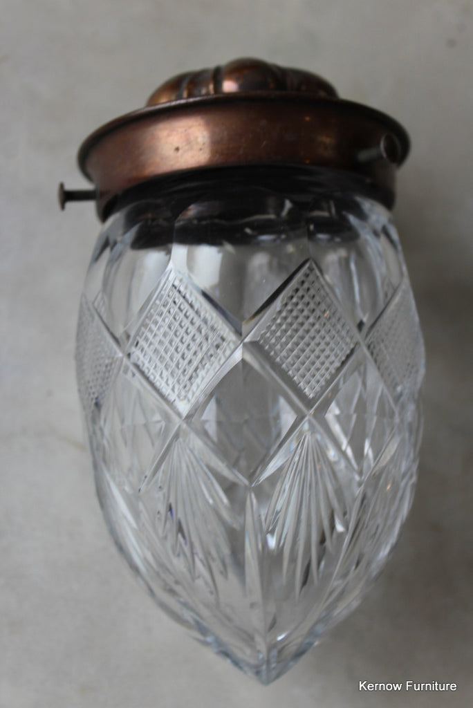 Copper Cut Glass Small Ceiling Light - Kernow Furniture