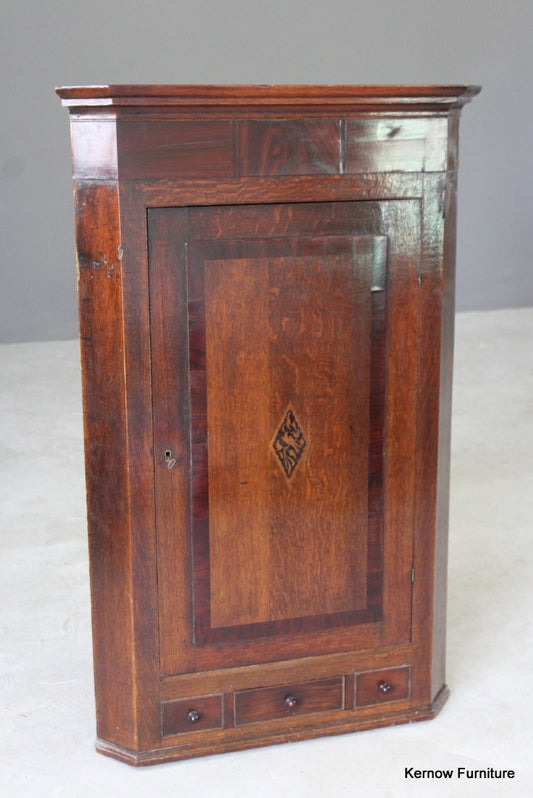 Antique Oak Corner Cupboard - Kernow Furniture