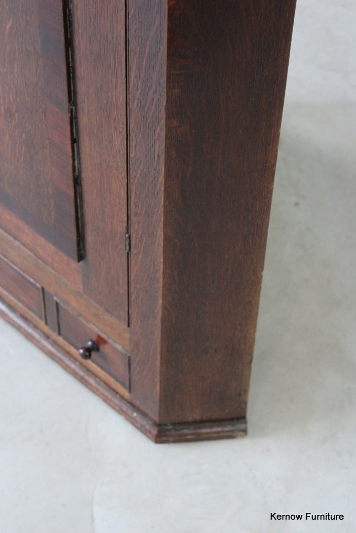 Antique Oak Corner Cupboard - Kernow Furniture