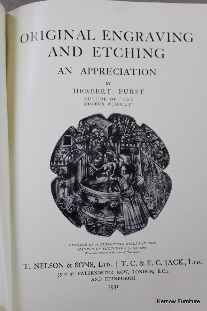 Original Etching & Engraving Herbert Furst - Kernow Furniture