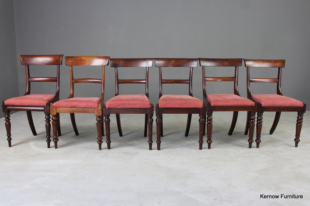 6 Antique Mahogany Bar Back Dining Chairs - Kernow Furniture