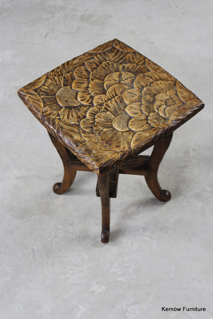 Carved Oriental Side Table - Kernow Furniture