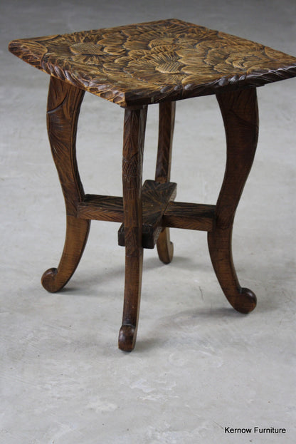 Carved Oriental Side Table - Kernow Furniture