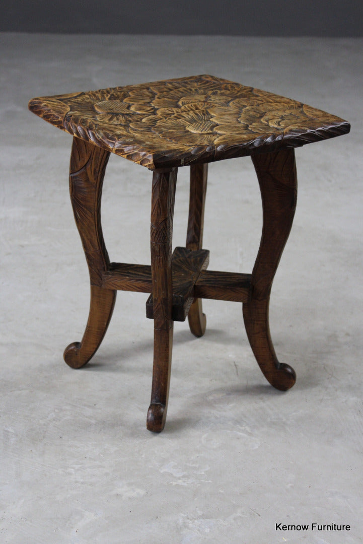 Carved Oriental Side Table - Kernow Furniture