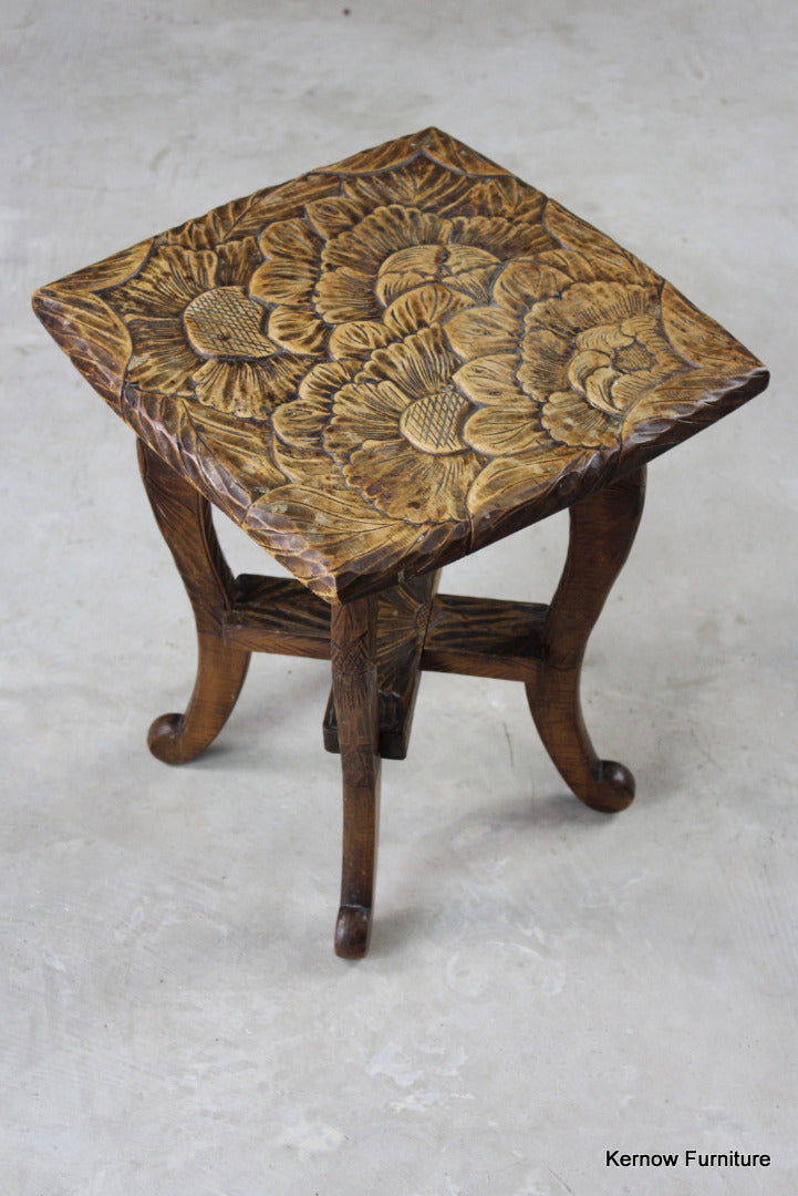 Carved Oriental Side Table - Kernow Furniture