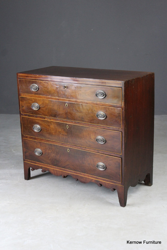 Antique Mahogany Straight Front Chest of Drawers - Kernow Furniture