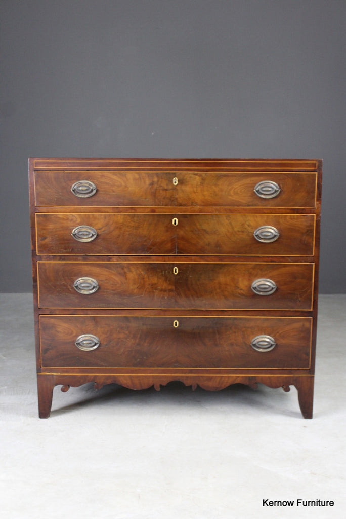 Antique Mahogany Straight Front Chest of Drawers - Kernow Furniture