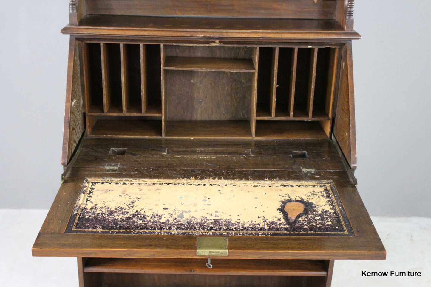 Arts & Crafts Oak Bureau Bookcase - Kernow Furniture