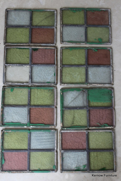 8 Small Reclaimed Leaded Panes of Coloured Glass - Kernow Furniture