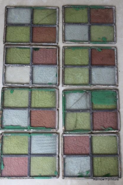 8 Small Reclaimed Leaded Panes of Coloured Glass - Kernow Furniture