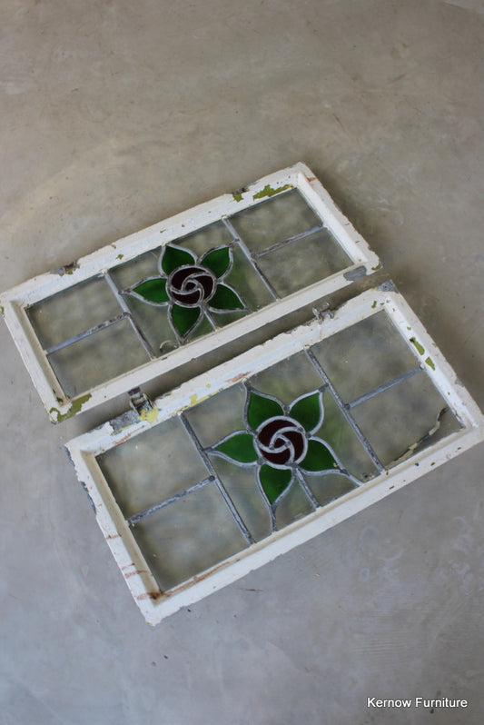 Pair Reclaimed Stained Glass Windows - Kernow Furniture
