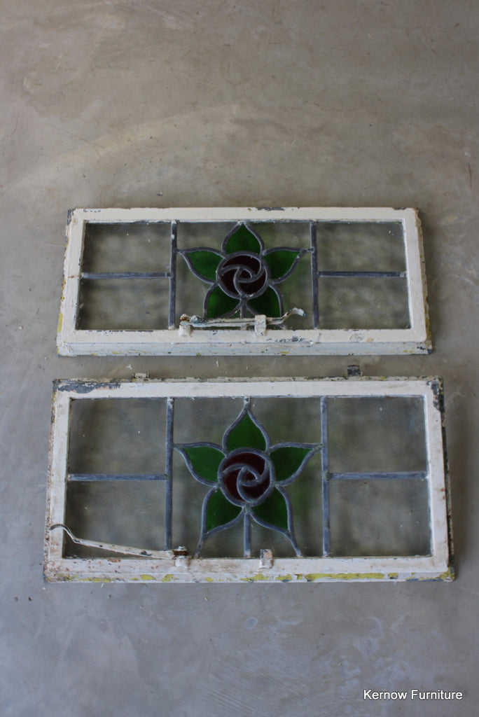 Pair Reclaimed Stained Glass Windows - Kernow Furniture