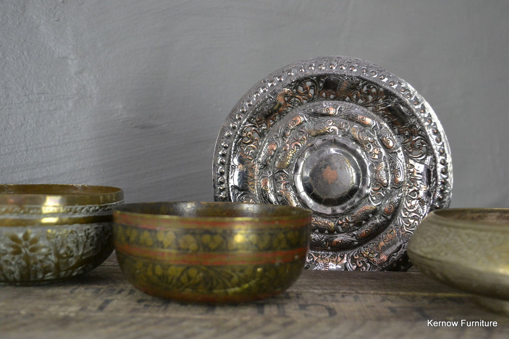 Collection of Eastern Brass Bowls - Kernow Furniture