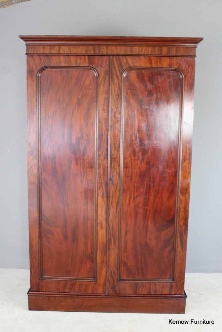 Antique Mahogany Double Wardrobe - Kernow Furniture