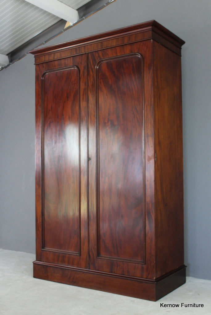 Antique Mahogany Double Wardrobe - Kernow Furniture