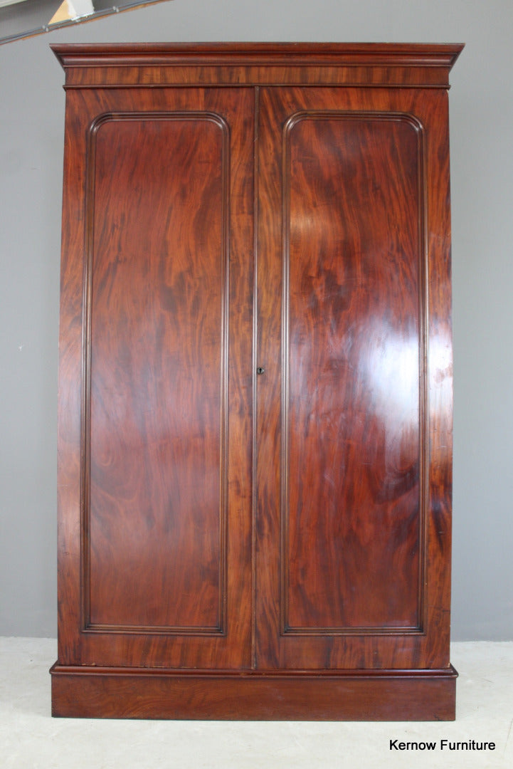 Antique Mahogany Double Wardrobe - Kernow Furniture