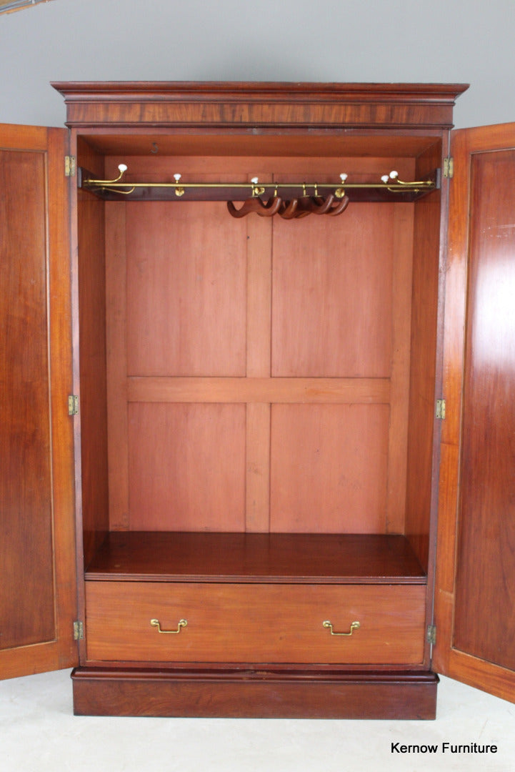 Antique Mahogany Double Wardrobe - Kernow Furniture