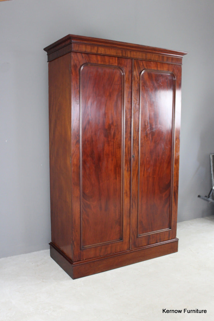 Antique Mahogany Double Wardrobe - Kernow Furniture