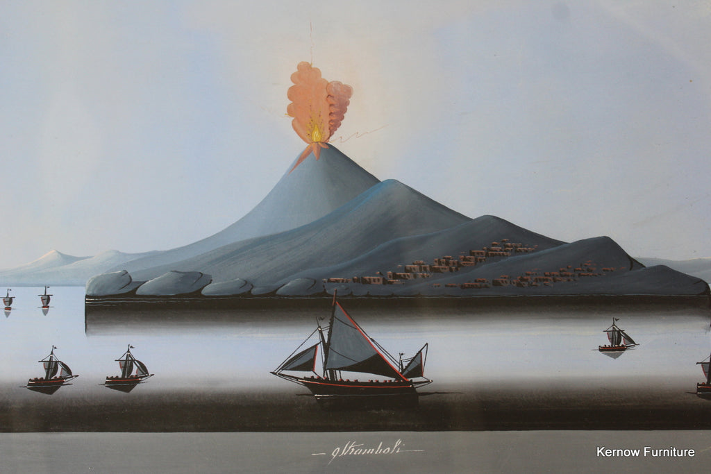 Framed Eruption of Vesuvius & Stromboli - Kernow Furniture