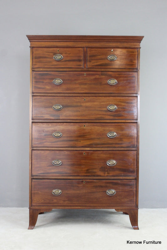 Antique Style Mahogany Tall Boy - Kernow Furniture