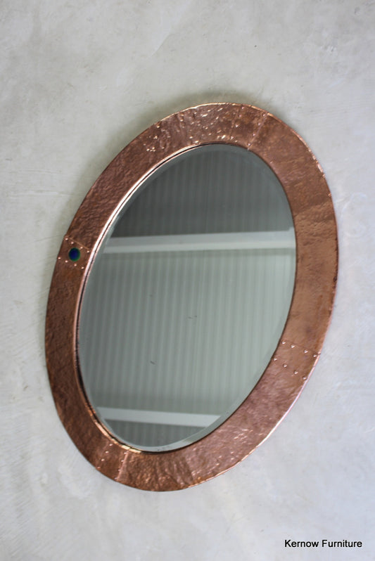 Arts & Crafts Oval Copper Mirror - Kernow Furniture