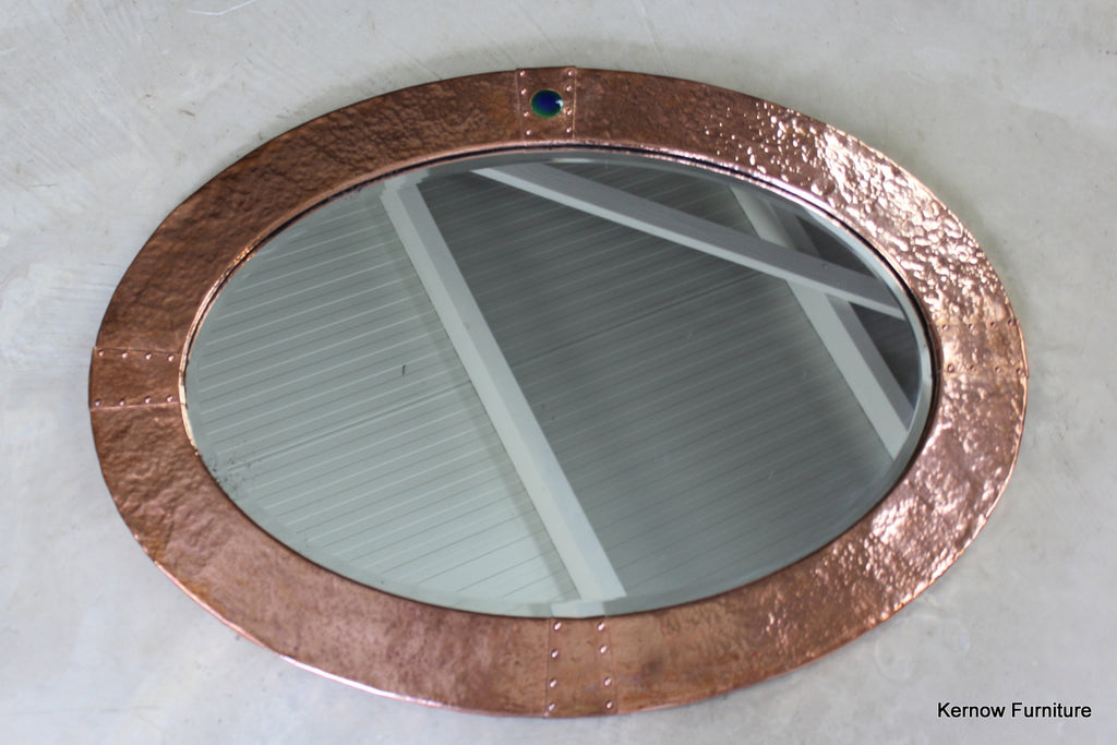 Arts & Crafts Oval Copper Mirror - Kernow Furniture
