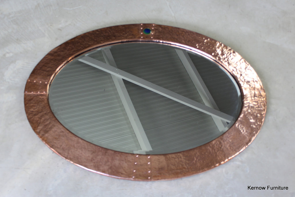 Arts & Crafts Oval Copper Mirror - Kernow Furniture