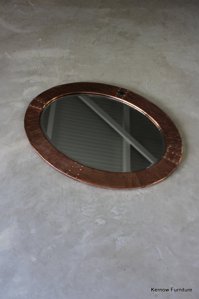 Arts & Crafts Oval Copper Mirror - Kernow Furniture